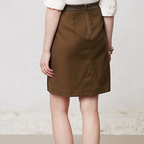 ANTHROPOLOGIE Rione Skirt Olive Black Lace Overlay - Picture 3 of 7